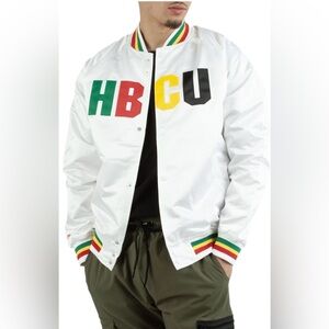 NWT Men’s Mitchell & Ness White HBCU Varsity Jacket, Size Large